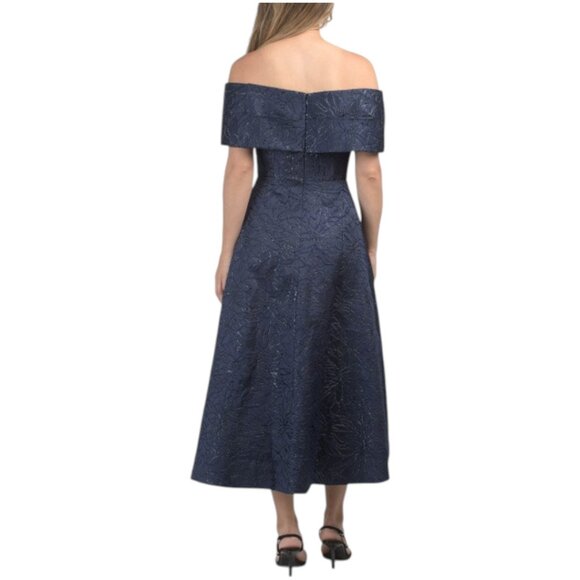 RENE BY RENE RUIZ Off The Shoulder Jacquard Tea-length Dress - Picture 2 of 3
